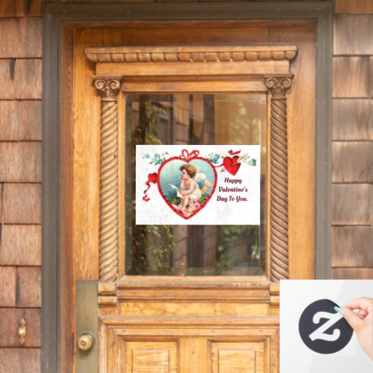 Cupid in hartelampje raamsticker (Huis Deur)