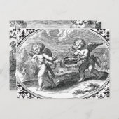 Cupid in Love  Romantic Elegant Black White Briefkaart (Voorkant / Achterkant)