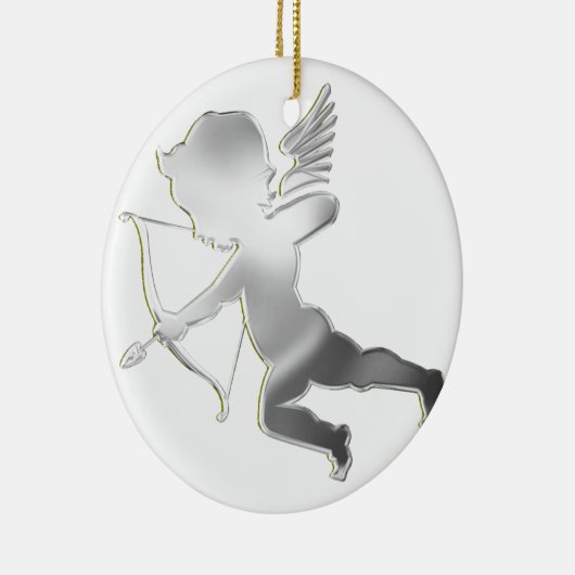 Cupid in zilver keramisch ornament (Rechts)