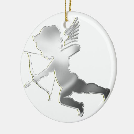 Cupid in zilver keramisch ornament (Links)