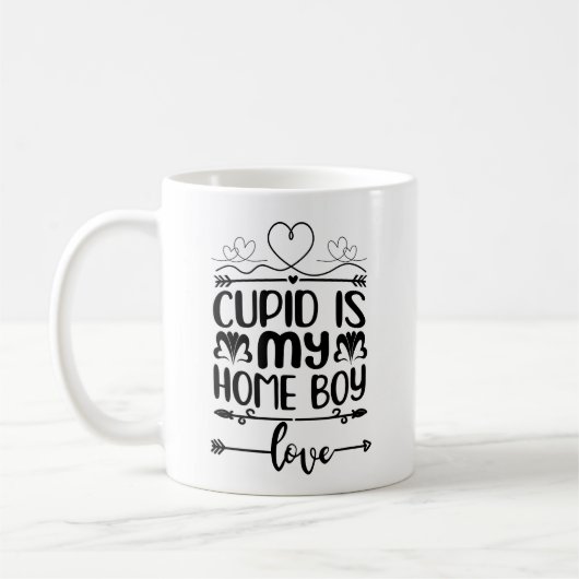 Cupid is Mijn thuisjongen Romantic Trendy Valentij Koffiemok (Links)
