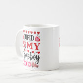 "Cupid is My Home Boy" Trendy Glossy Valentijn Koffiemok (Voorkant links)