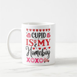 "Cupid is My Home Boy" Trendy Glossy Valentijn Koffiemok