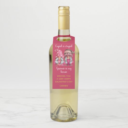 Cupid is stuitend meisje gnomen Galantine Flessenhanger (Op fles)