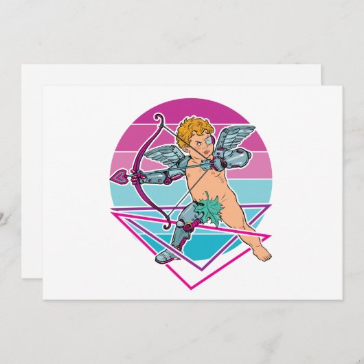 Cupid Japanse Cyberpunk Esthetiek Valentijnsdag Feestdagenkaart (Voorkant / Achterkant)