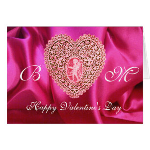 CUPID KANT HART ZIJDE FUCHSIA STOF , Roze Rood