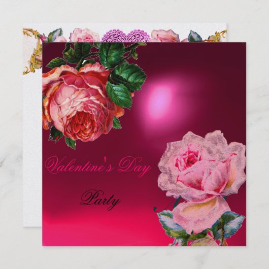 CUPID KANTEN HART EN ROZE ROOS VALENTIJNSE MONOGRA KAART (Voorkant / Achterkant)