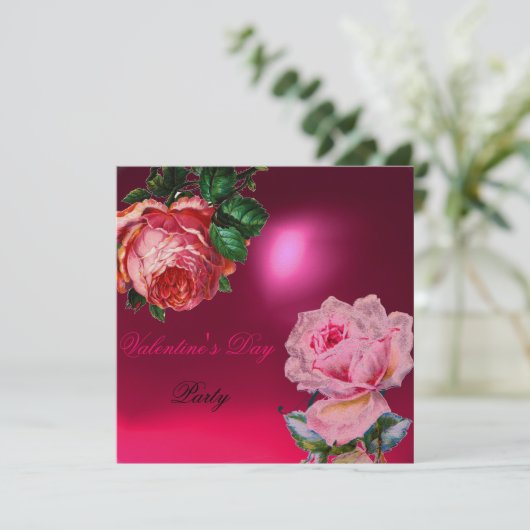 CUPID KANTEN HART EN ROZE ROOS VALENTIJNSE MONOGRA KAART (Staand voorkant)