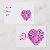 CUPID KANTEN HART MONOGRAM ,roze, fuchsia Visitekaartje (Voorkant / Achterkant)