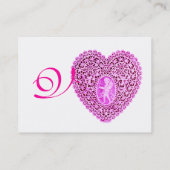 CUPID KANTEN HART MONOGRAM ,roze, fuchsia Visitekaartje (Achterkant)