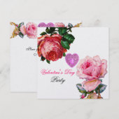 CUPID KANTEN HART,ROZE ROZEN VALENTIJN MONOGRAM KAART (Voorkant / Achterkant)