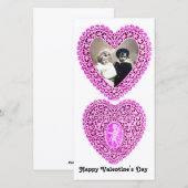 CUPID KANTEN HART, Roze Wit Feestdagenkaart (Voorkant / Achterkant)