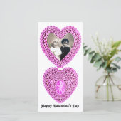 CUPID KANTEN HART, Roze Wit Feestdagenkaart (Staand voorkant)
