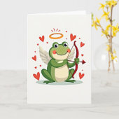 Cupid Kikker Liefdeskaart Kaart (Gele Bloem)