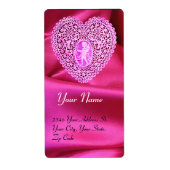 CUPID LACE HEART, FUCHSIA SILK CLOTH roze violet Etiket (Voorkant)
