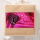 CUPID LACE HEART, FUCHSIA SILK CLOTH roze zwart Etiket (Insitu)