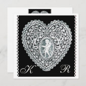 CUPID LACE HEART MONOGRAM AANKONDIGING (Voorkant / Achterkant)