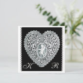 CUPID LACE HEART MONOGRAM AANKONDIGING (Staand voorkant)