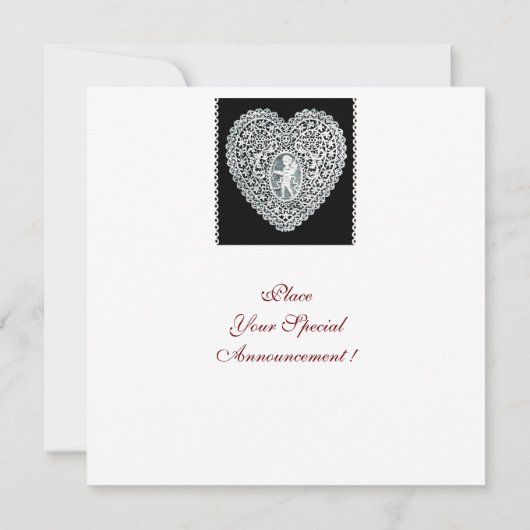 CUPID LACE HEART MONOGRAM AANKONDIGING (Achterkant)