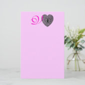 CUPID LACE HEART MONOGRAM Pink Valentijnsdag Briefpapier (Staand voorkant)