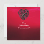 CUPID LACE HEART MONOGRAM, rood, rubberen zwart Aankondiging (Achterkant)
