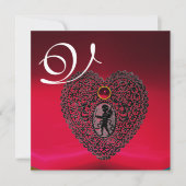 CUPID LACE HEART MONOGRAM, rood, rubberen zwart Aankondiging (Voorkant)