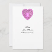 CUPID LACE HEART MONOGRAM, rood smeltpapier Aankondiging (Achterkant)