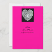 CUPID LACE HEART MONOGRAM, roze fuchsie Aankondiging (Achterkant)