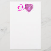 CUPID LACE HEART MONOGRAM, roze fuchsie Briefpapier (Voorkant)