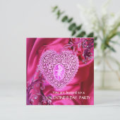 CUPID LACE HEART OP PINK FUCHSIA SILK CLOTH KAART (Staand voorkant)