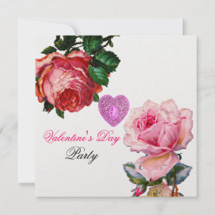 CUPID LACE HEART, PINK ROSES VALENTIJN MONOGRAM KAART