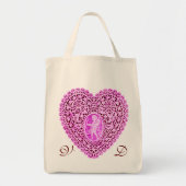 CUPID LACE HEART PINK VIOLET MONOGRAM TOTE BAG (Voorkant)