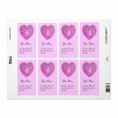 CUPID LACE HEART, roze paars Etiket (Full Sheet)