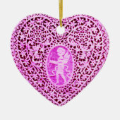 CUPID LACE HEART, roze paars Keramisch Ornament (Voorkant)