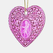 CUPID LACE HEART, roze paars Keramisch Ornament (Links)