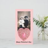 CUPID LACE HEART, roze rood Feestdagenkaart (Staand voorkant)