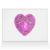 CUPID LACE HEART SILK FUCHSIA CLOTH, Pink Violet (Binnen Horizontaal (Boven))