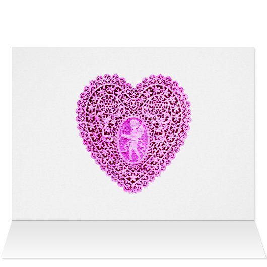 CUPID LACE HEART SILK FUCHSIA CLOTH, Pink Violet (Binnen Horizontaal (Boven))