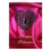 CUPID LACE HEART SILK FUCHSIA CLOTH, roze Black (Voorkant)