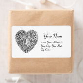 CUPID LACE HEART, zwart en wit Etiket (Insitu)