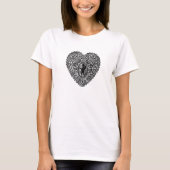 CUPID LACE HEART, zwart en wit T-shirt (Voorkant)