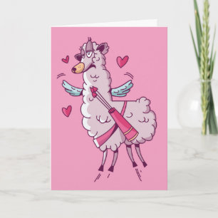 Cupid Lama Valentijns Humor Kaart