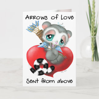 Cupid Lemur with Arrows of Love – Sweet Romantic Kaart