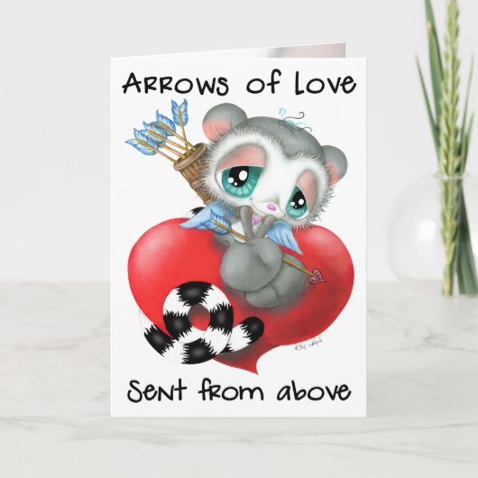 Cupid Lemur with Arrows of Love – Sweet Romantic Kaart (Voorkant)