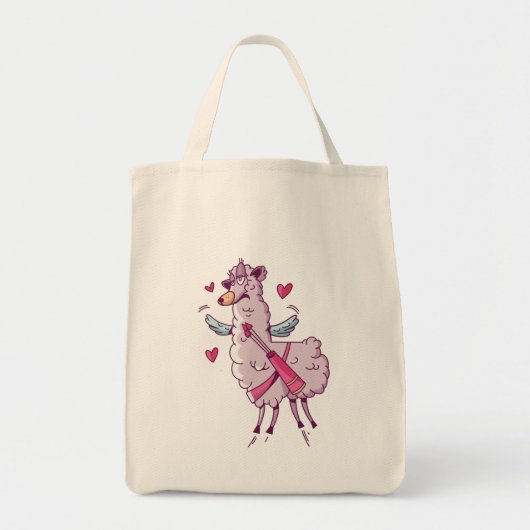 Cupid Llama voor Valentijnsdag Tote Bag (Voorkant)