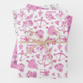 Cupid Love Heart Doodle Pattern Valentijnsdag Inpakpapier Vel (In situ)