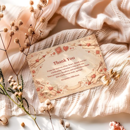 Cupid Love Letters Valentine Party Bedankkaart