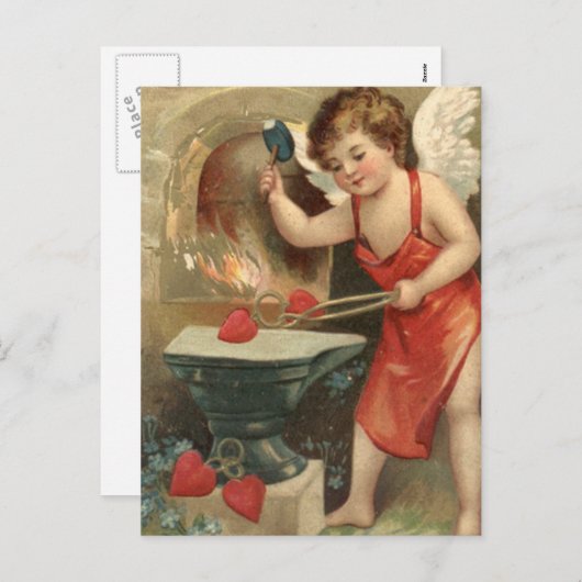 Cupid Making Hearts  Valentijn Feestdagenkaart (Voorkant / Achterkant)