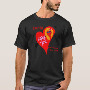 Cupid Mess Up Red Heart Love Funky Black T-shirt