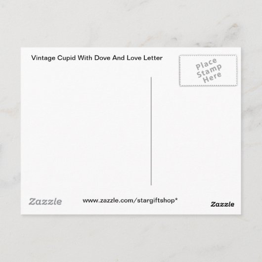  Cupid met brief over duif en liefde Briefkaart (Achterkant)